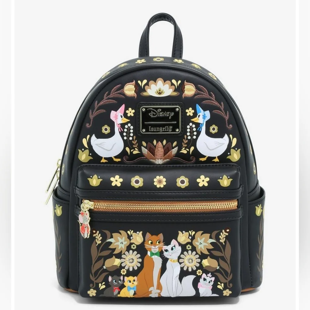 Disney x Loungefly Black Floral Aristocats Mini Backpack